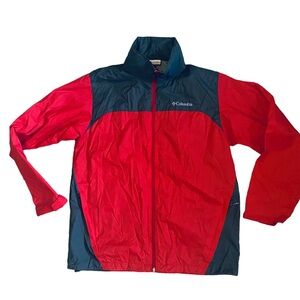 Columbia Rain Jacket Windbreaker Lightweight Red Gray NWOT Size Medium w/Hood